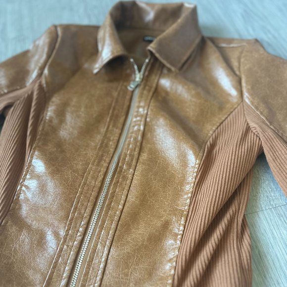 SHEIN | ICON Zip Up PU Leather Jacket (Size M) - Picture 6 of 10